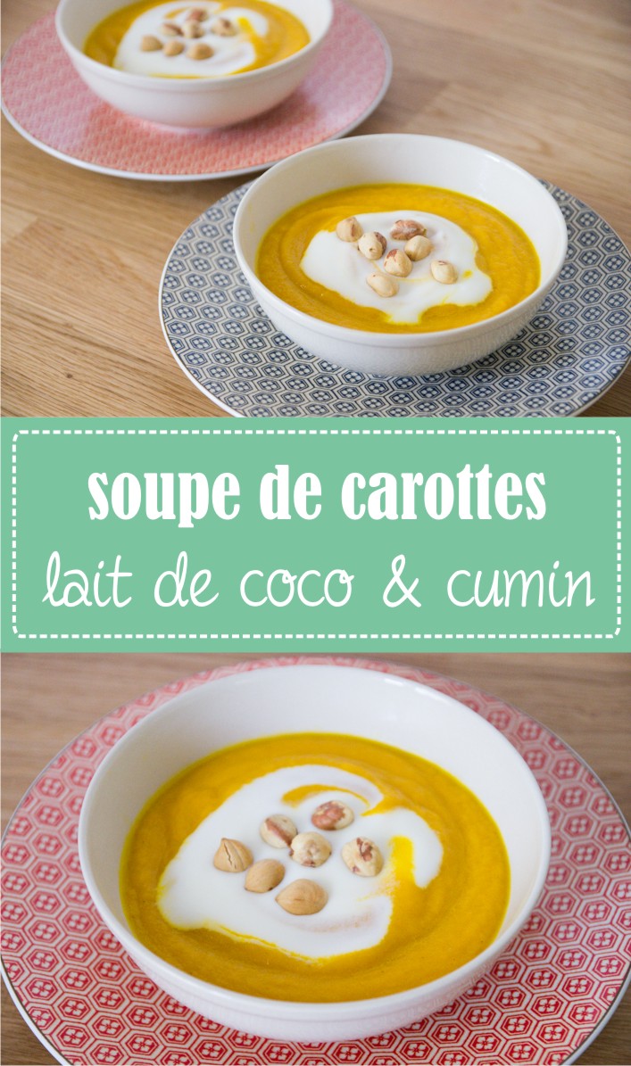 Soupe de carottes au lait de coco et cumin, recette sur la Godiche