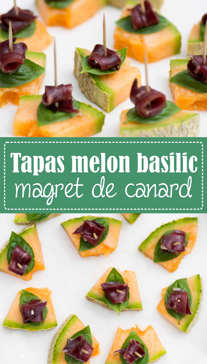 Tapas melon basilic et magret de canard fumé, recette facile et rapide sur la Godiche / www.lagodiche.fr
